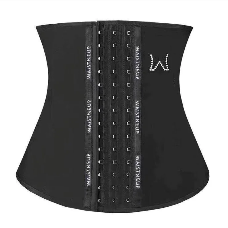 

9 steel bone abdominal strap waist trainer shaper corset latex, Black/pink/gray customized color