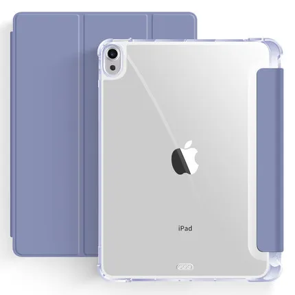 

for iPad Air 4 Case with Pencil Holder Lightweight Soft TPU Back Cover and Trifold Stand with auto sleep wake