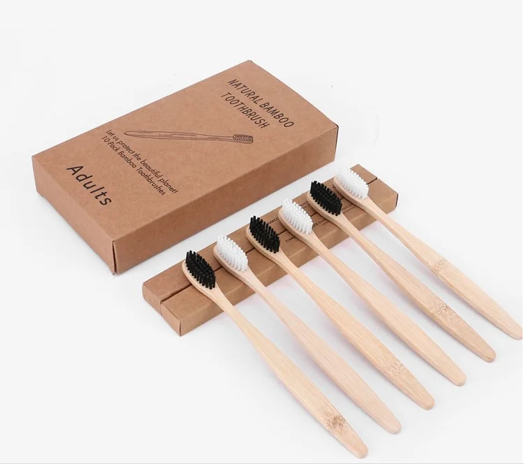 

2020 New Natural bamboo toothbrush with bamboo wooden case 100% biodegradable charcoal BPA free kids and adults tooth brush, Customized color