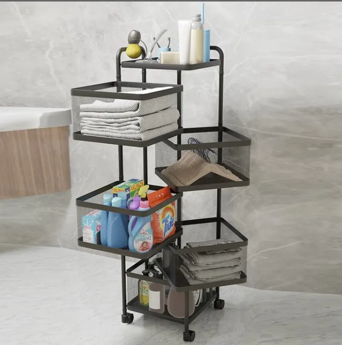 

Fruit and vegetable of kitchen be born receives storage multilayer square household rotates storage basket