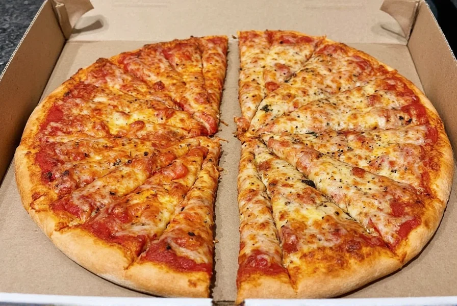 Side-by-side comparison of Papa John's pizza with and without black pepper seasoning