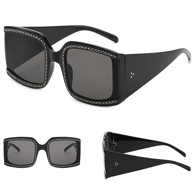 

DLL2142 New women sunglasses square fashion shades sun glasses womens oversize frame with diamond lentes de sol
