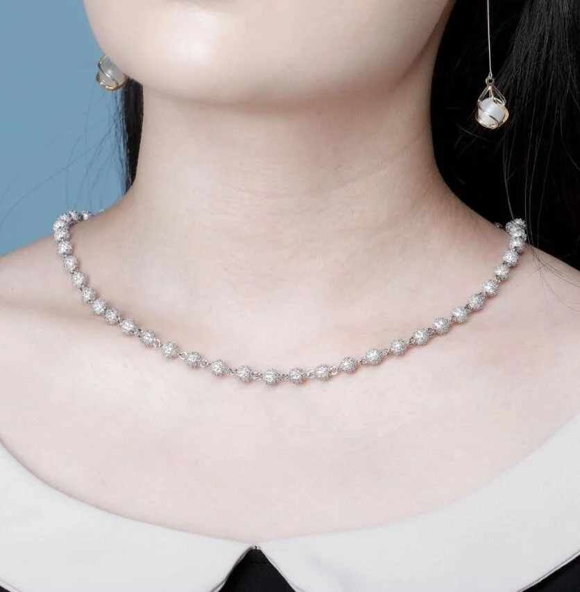 

6mm New Design CZ Diamond Round Ball Cubic Zirconia Cuban Link Chain Hip Hop Ice Out Bling Gift Necklace