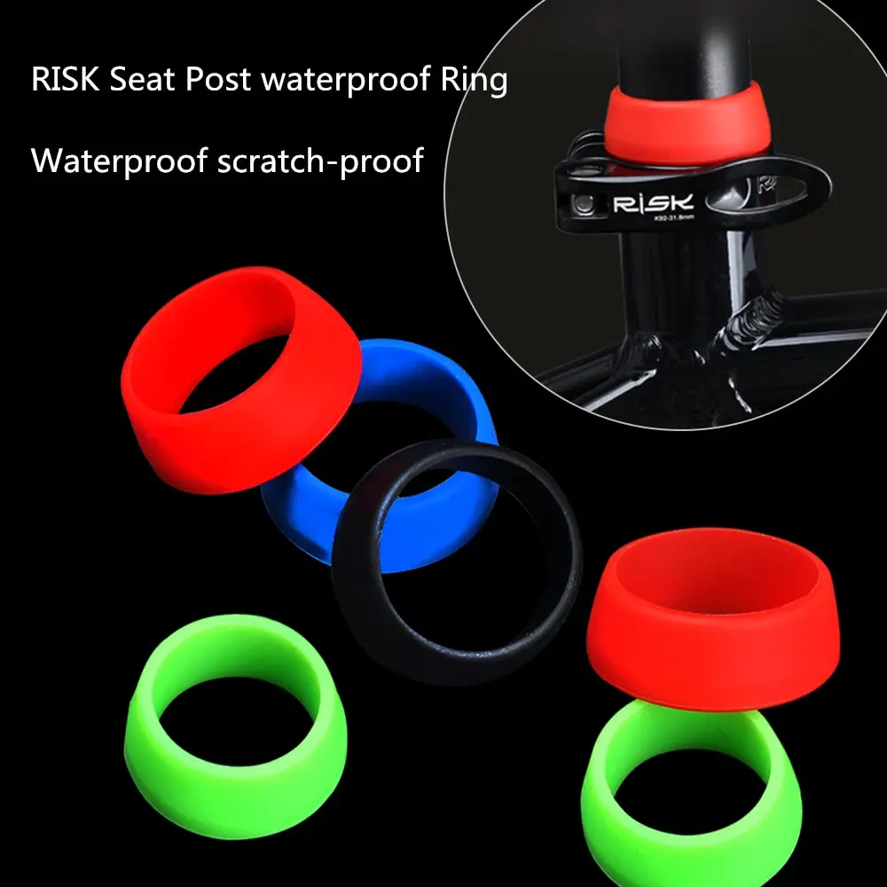 

Mountain bike seat post rubber ring dust cover cycling silicone waterproof bicycle seatpost protective case, Black/red/blue/green