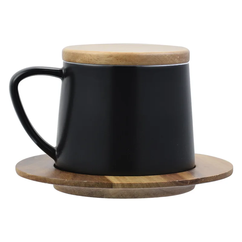 

Diyue Homeware DIY209301 Wholesale Ceramic China Tea Cup Acacia Wood Saucer Cover Sets Stock Wooden Coaster Lid Coffee Mug Cups