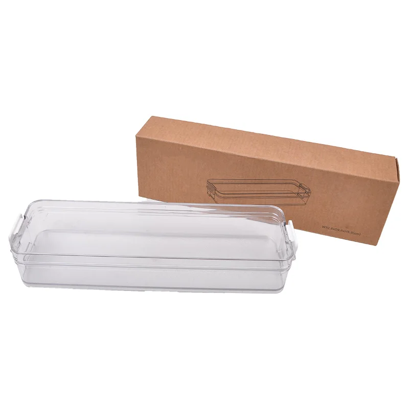

Refrigerator Fresh Food Storage Stackable Box Plastic PET Clear Transparent Kitchen Fridge Organizer With LId