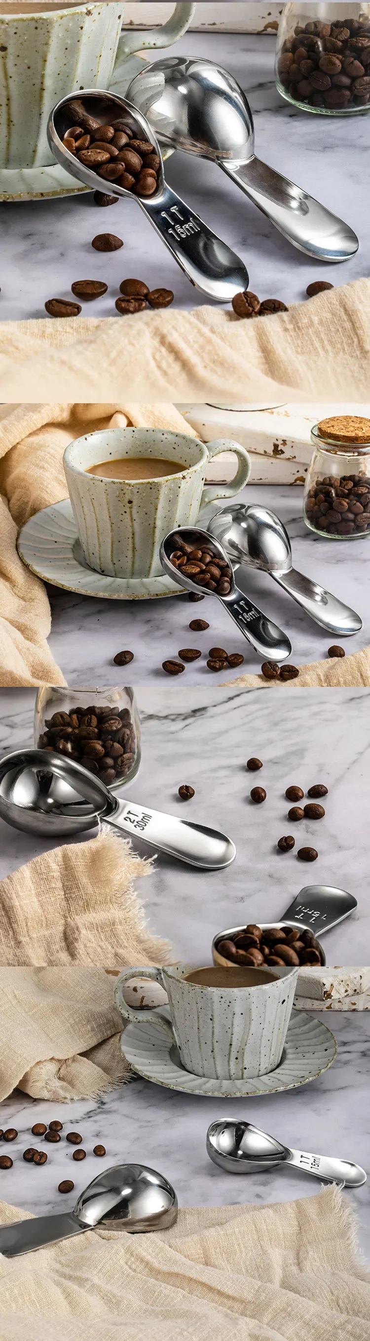 2 Sets Tablespoon Metal Silver Two Table Spoons 15ml 30 Ml Stainless