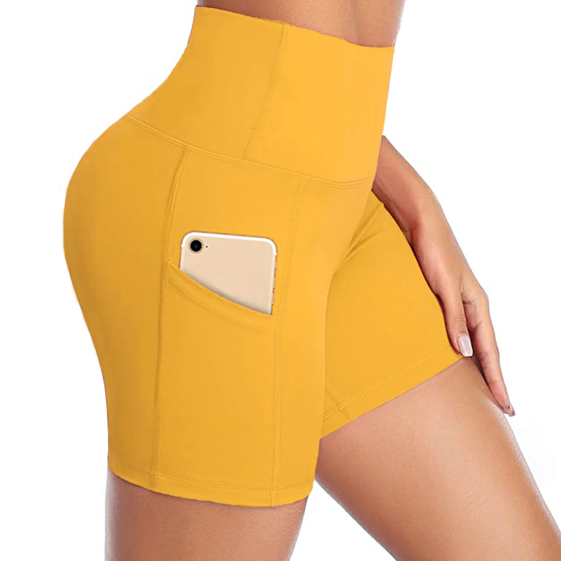 

Woman High Waist Tights Quick-drying Running Sports Fitness Shorts with pocket