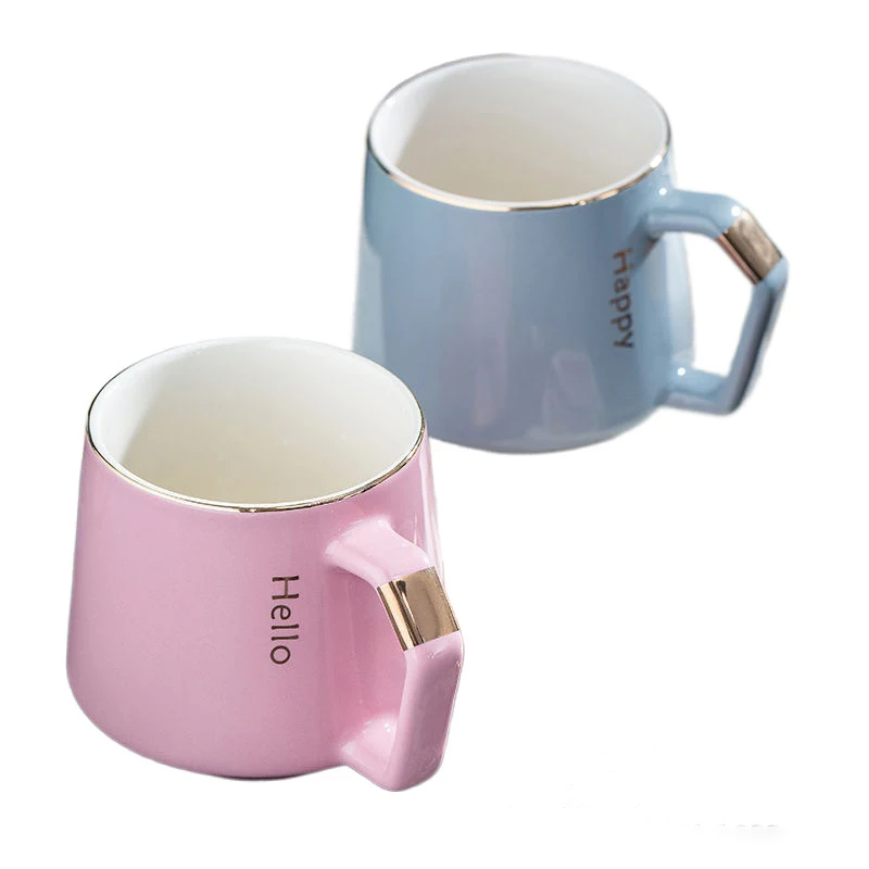 

Ceramic powder coated wine flip shuangwall insulation cup egg wine coffee cup with handle porcelain milk mug as gift, Custom color