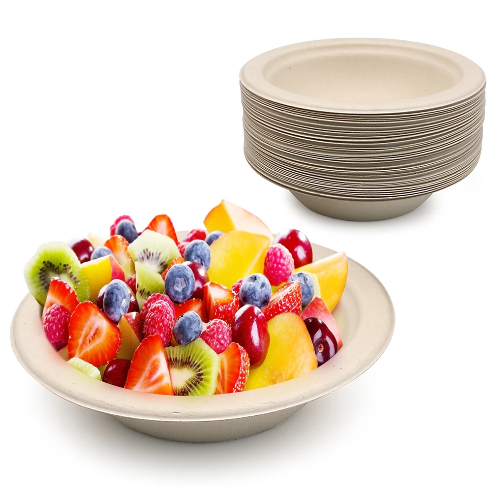 

Eco Green Wholesale Compostable Natural Bagasse Tableware Biodegradable Soup Bowl Disposable