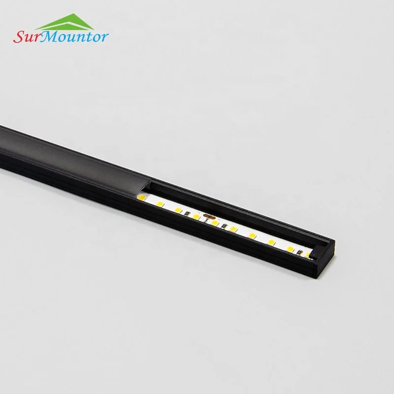 Black anodized LED aluminium profile with smoke black transparent aluminum diffuser