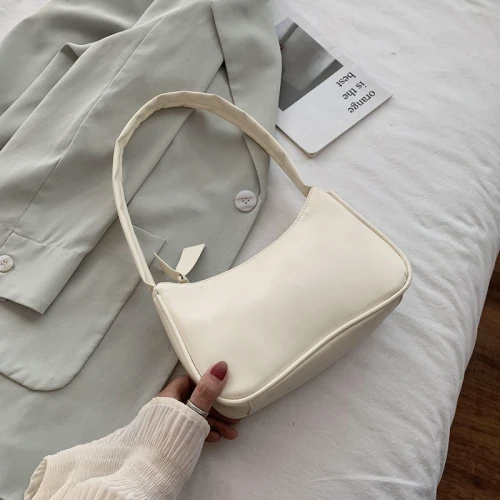 

Pure Color Soft Leather Shoulder Bag Atmospheric Simple Zipper Underarm Folder Bag Girl Hand Bag women handbag, Various