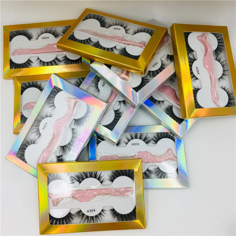 

The newest False eyelash 3d silk lashes 3 pair lashes thick Faux 3D real mink eyelashes with tweezers in box 6styles, Silver holographic or gold