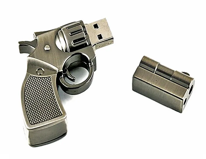 

Unique Metal Gun Largest Usb Flash Drive Pendrive Case 16GB, Beige, black