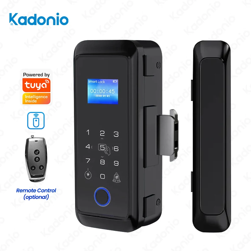 

Kadonio Security Tuya Remote Access Digital Glass Sliding Door Smart Electric Lock Knobs Fingerprint For Glass Doors