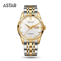 

Stock high quality minimalist seagull mechanical automatic pvd plating solid stainless steel band watch man for sale