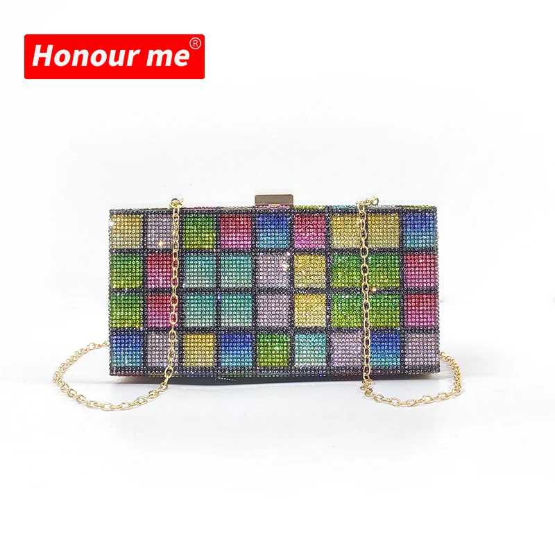 

2021 Wholesale rainbow purse Crystal Evening Clutch bag for Women Diamond Dollar purse for rhinestone bling purse and handbag