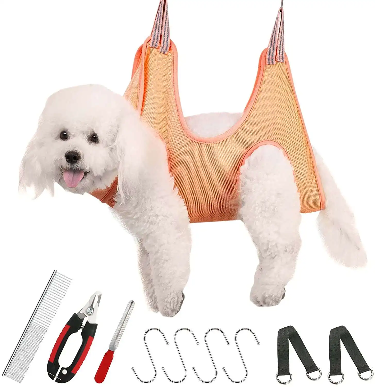 

Wholesale Dog Cat Custom Soft Grooming Hammock Pet Nail Clip Trimming Grooming Dog Hammock, Orange