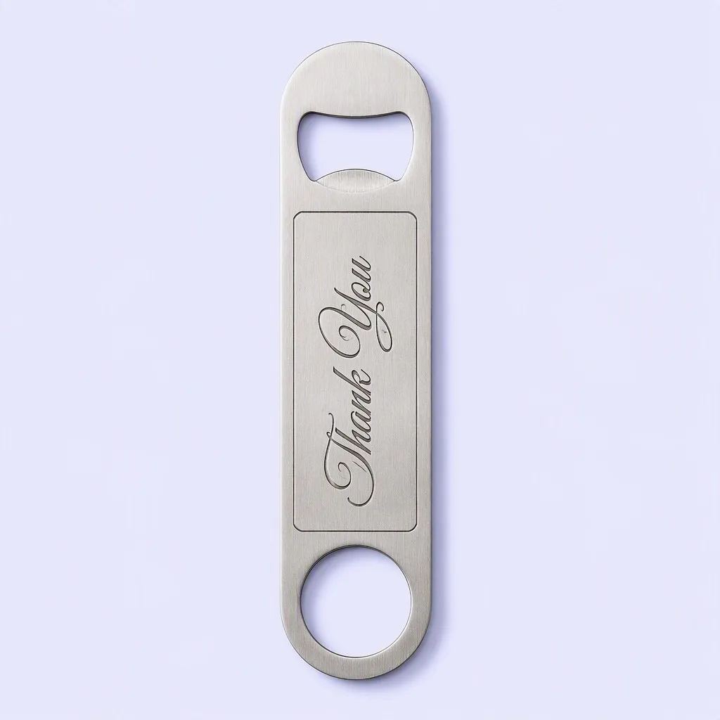 Bottle opener engraved with the words Thank You