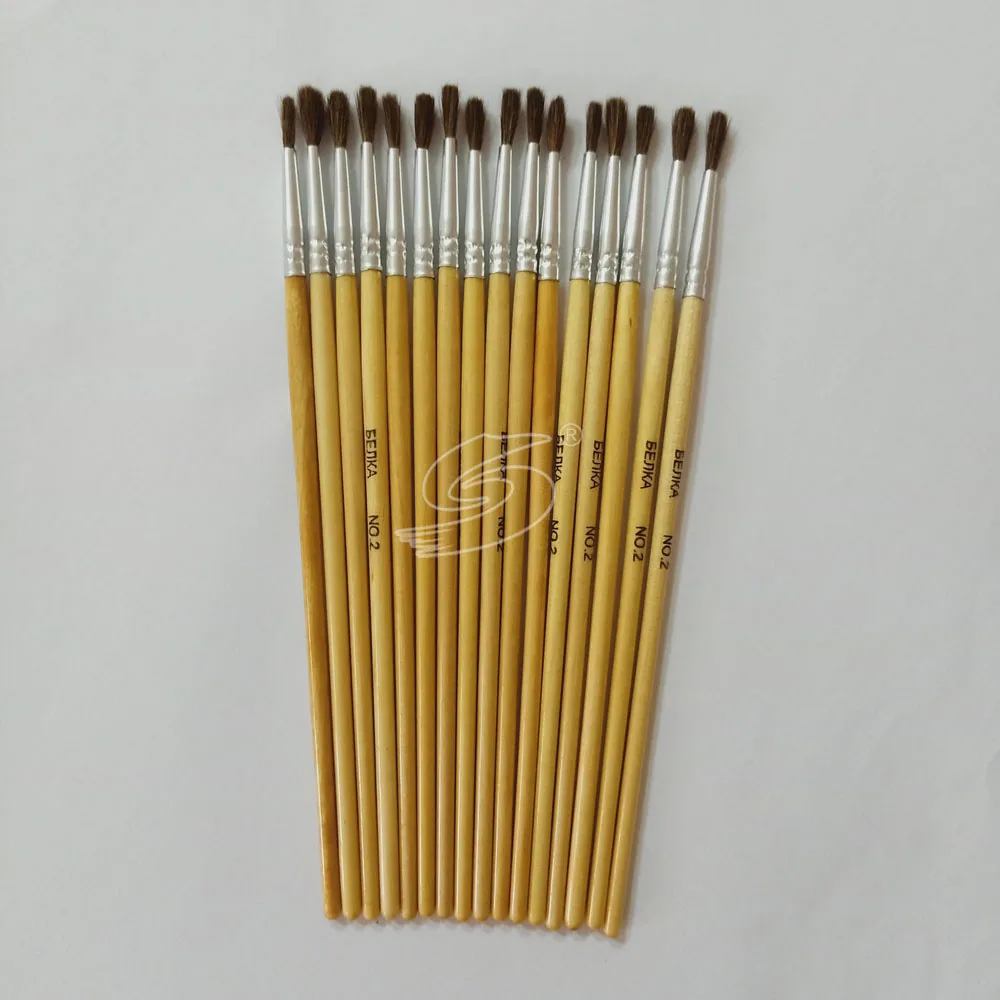 2 Cheap Round Point Tip Watercolor Paint Brushes Natural House Hair Art Brush Set For Kids