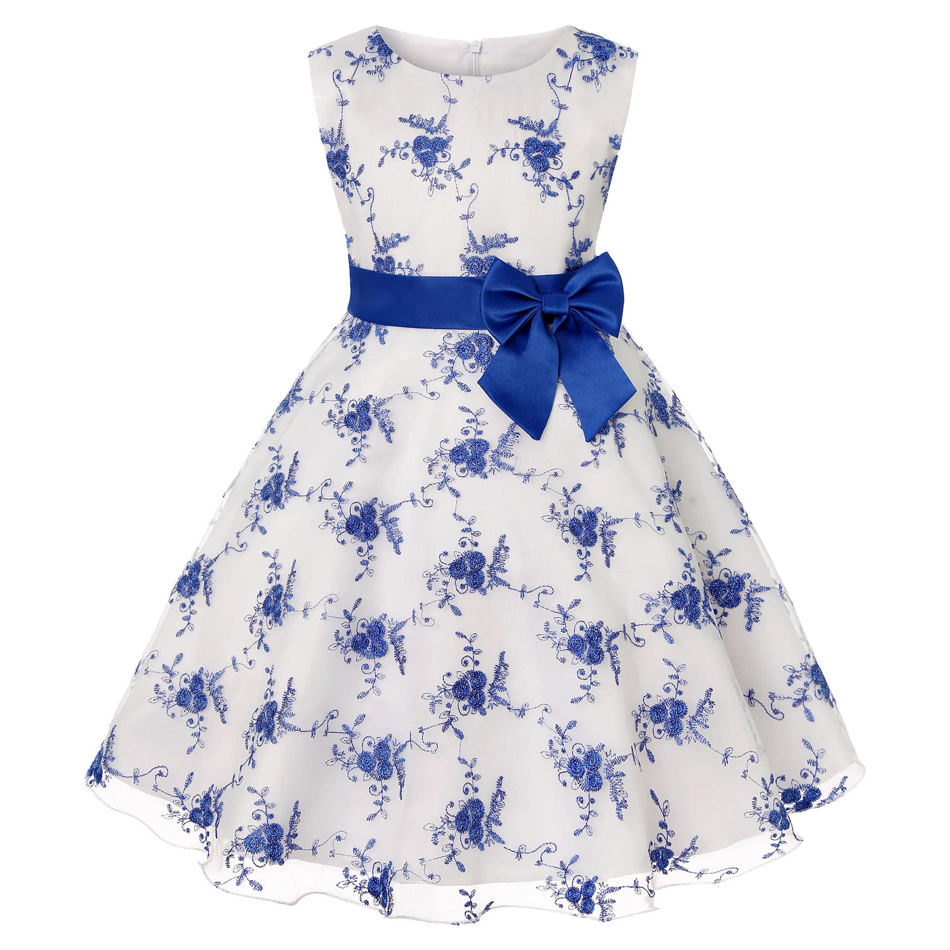 

Fashion 2021 Female Baby Short Sleeves Flower Printing Bow Bare Back Girl Skirt Summer 2021 Fashion Princess Dress, Picture shows