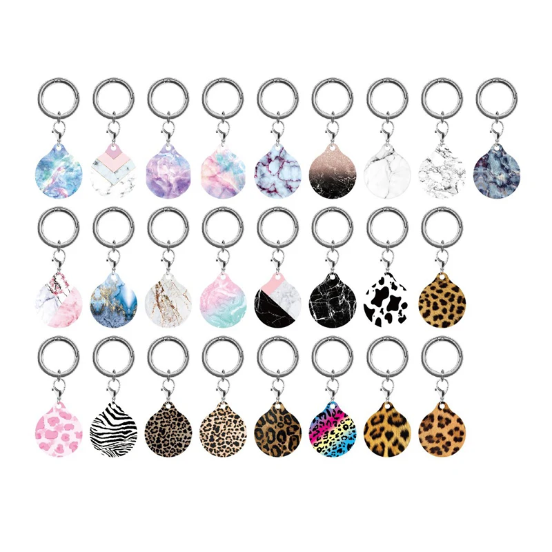 

Marble Leopard IMD Soft TPU Case for Airtags Easy Attach to Key Backpacks Tracker Holder with Key Chain Portable Protector, Multi colors