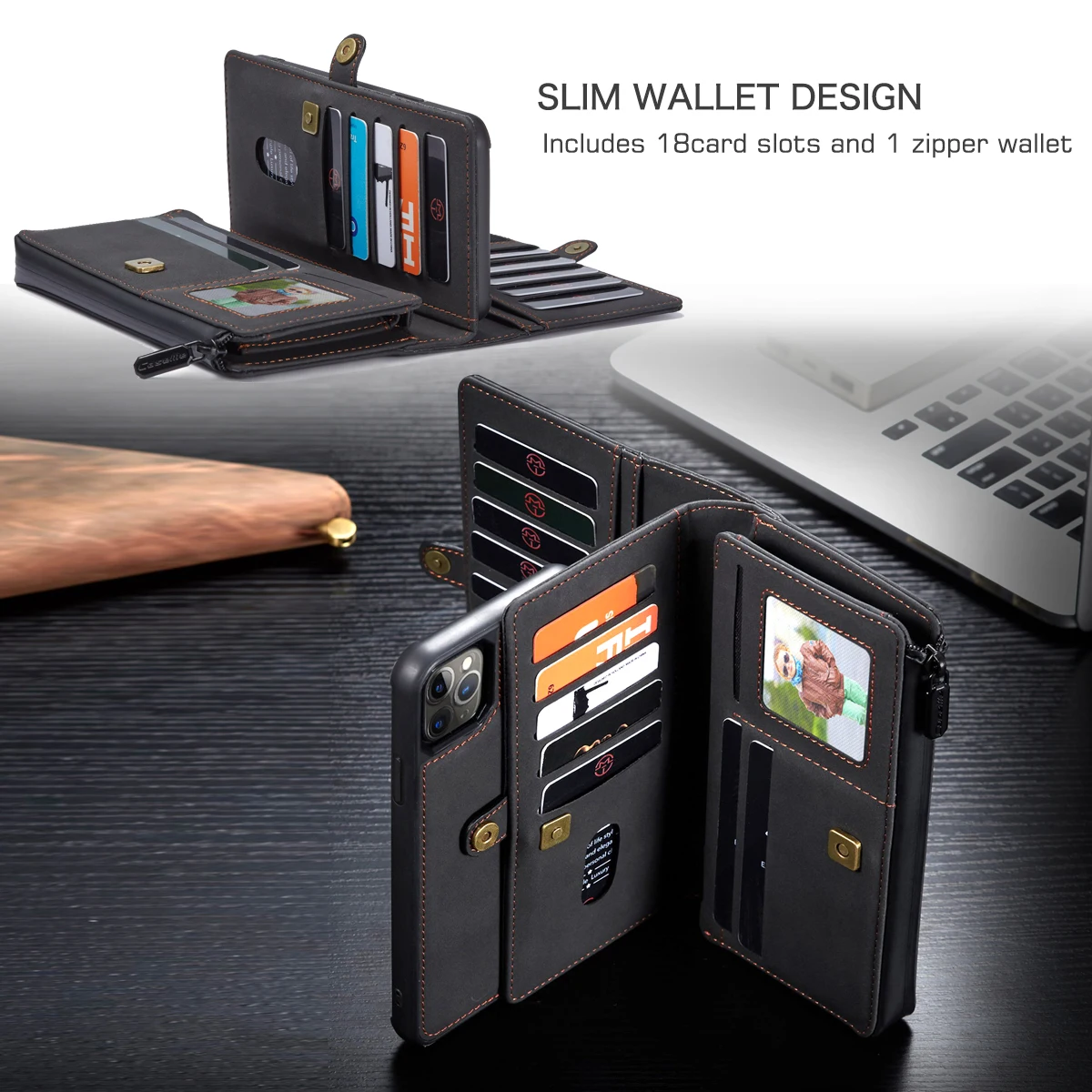 Caseme Magnetic Card Business Card Holder Flip Wallet Leather Cell ...