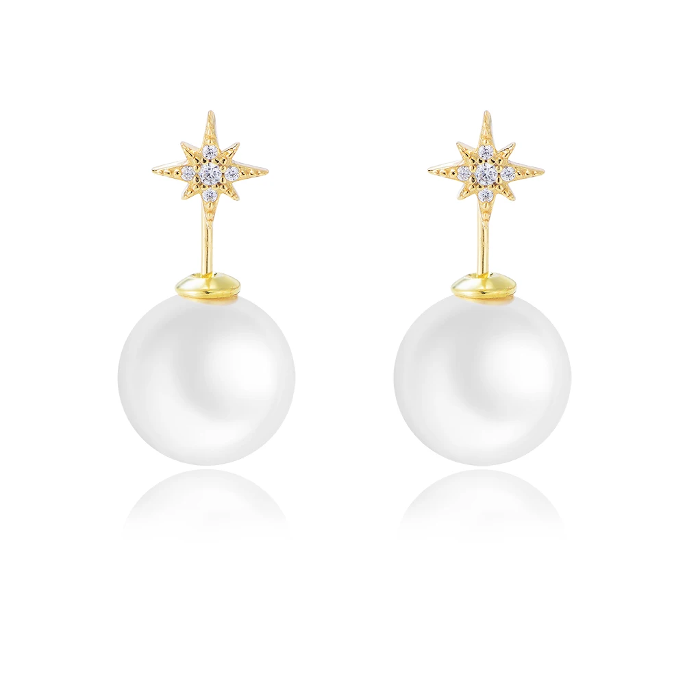 

fashion jewelry sterling silver artificial pearl stud north star elegant 925 pearl earring