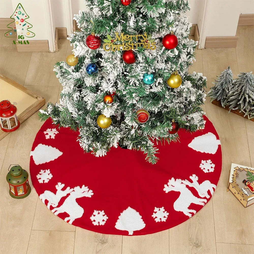 

KG Xmas Fast Delivery Decoration De Noel Navidad High -end 90cm Embroidered Patterns Xmas Tree Skirt Thick Christmas Tree Skirt