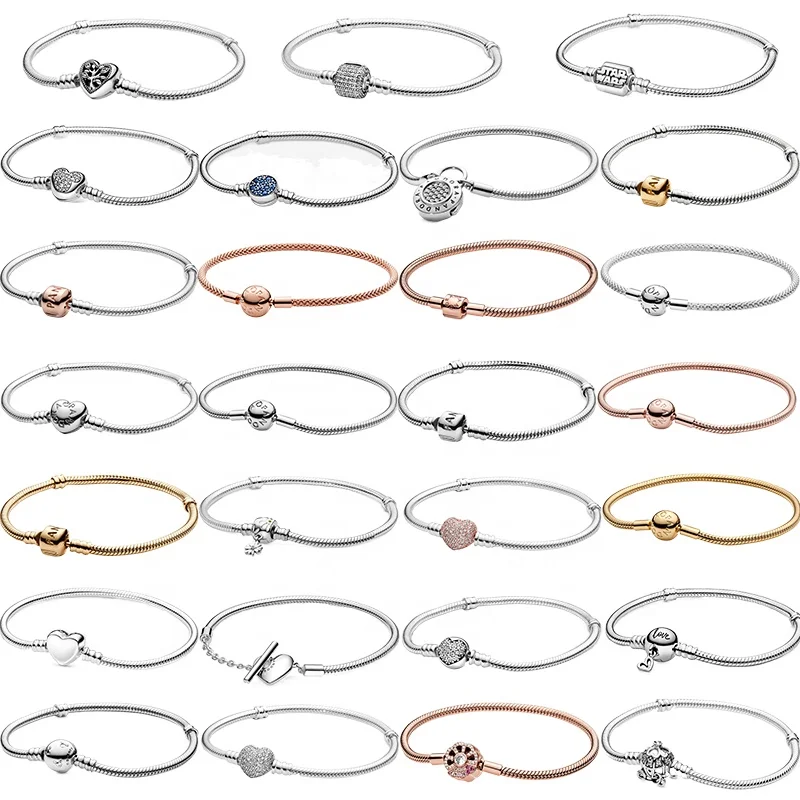 

2021 new S925 sterling silver jewelry fit pandoraer bracelet snake bone chain DIY charm factory direct sales