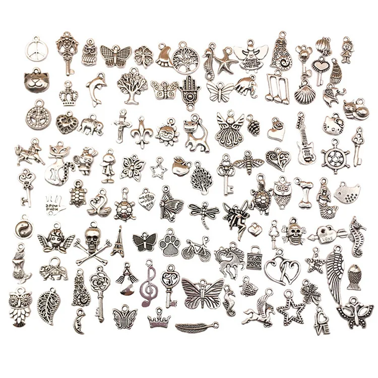 

100pcs/pk DIY Accessories for Jewelry DIY Findings Alloy Charms Jewelry Finding Charms, Hidden silver color
