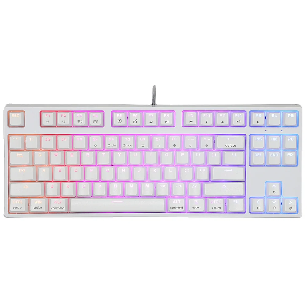 

Customize GK87 hotswap optical red switch ABS customizable keycaps RGB laptop PC gaming mechanical keyboard, Black/ white