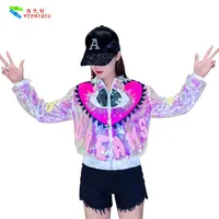 

YIZHIQIU pink heart sequin jacket for women