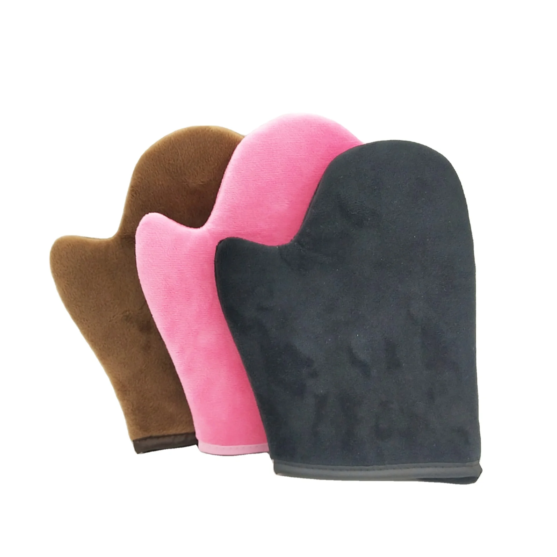

Factory wholesale customized sunless self tanning mitt with thumb, Pink, black