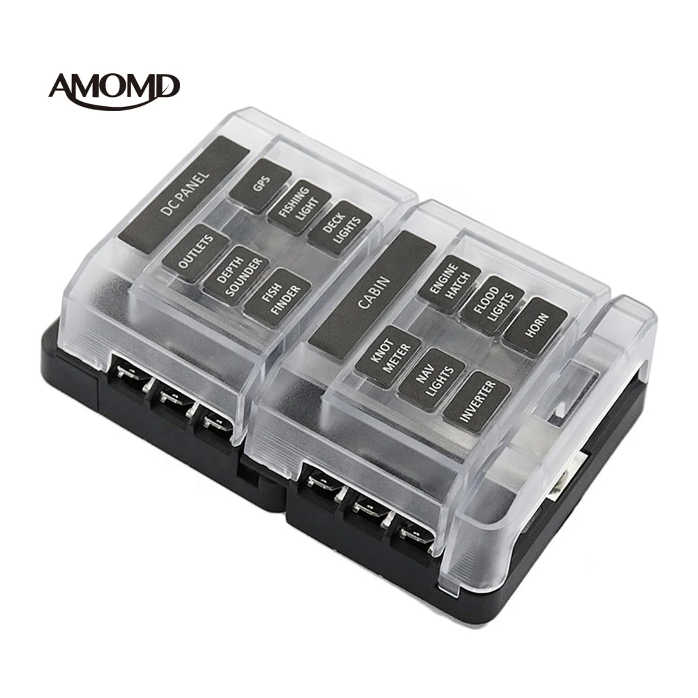 

12 Way Quick connect DC Dustproof Protect Blade Fuse Block Box Terminal Block with Cover