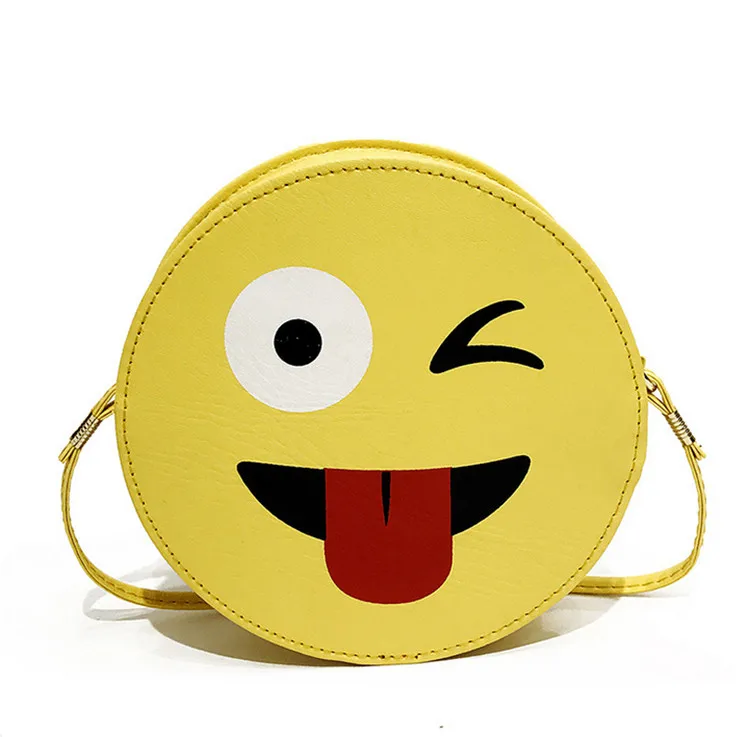 

Cute Girl Messenger Bag Wholesale Hot Cartoon Shoulder Bag Small Round Bag With Smiley Face