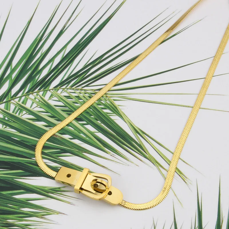 

Simple temperament double titanium steel love necklace triangle choker round clavicle chain necklace