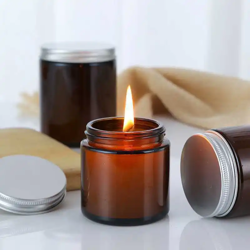 120ML D6*H6CM Wholesale Black Green Frosted Amber Transparent Scented Making Jar Round Candle Glass Containers for Candles