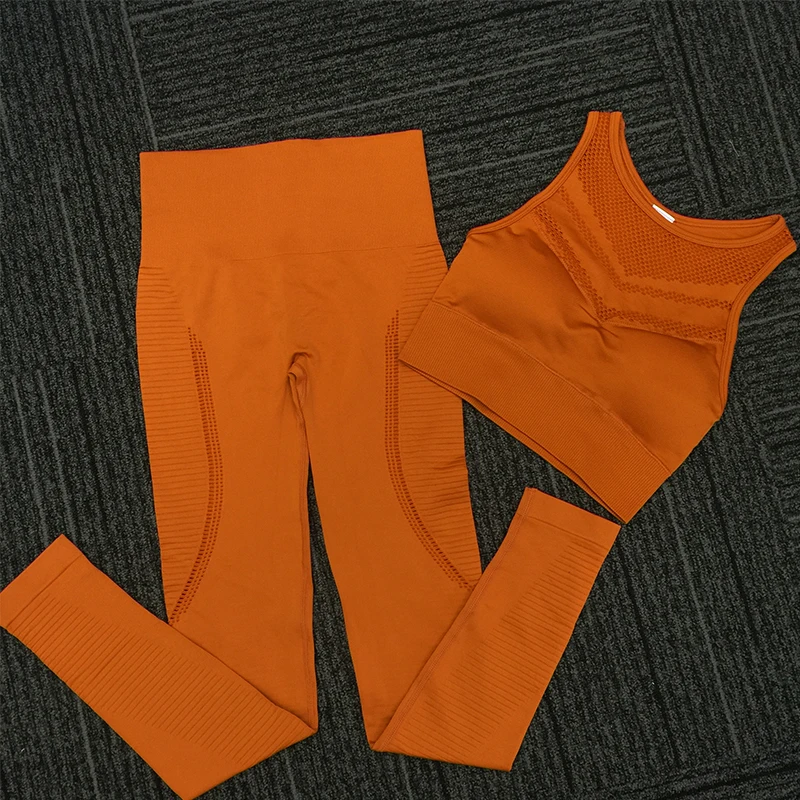 OEM Ladies High Waist Leggings And Sports Bra 2 Pieces Set Gym Yoga Fitness Set