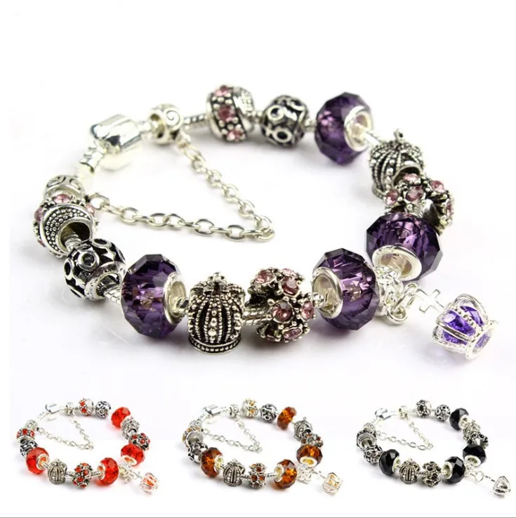 

DIY amazon top sale crystal bangle bracelet women crown bracelet beads, Picture