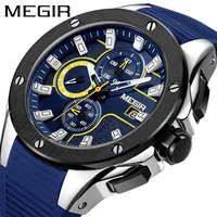 

2019Meigel MEGIR multi-function chronograph watch men's sports waterproof silicone quartz men's watch 2053