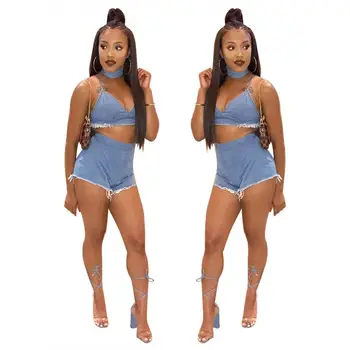 blue jean two piece set