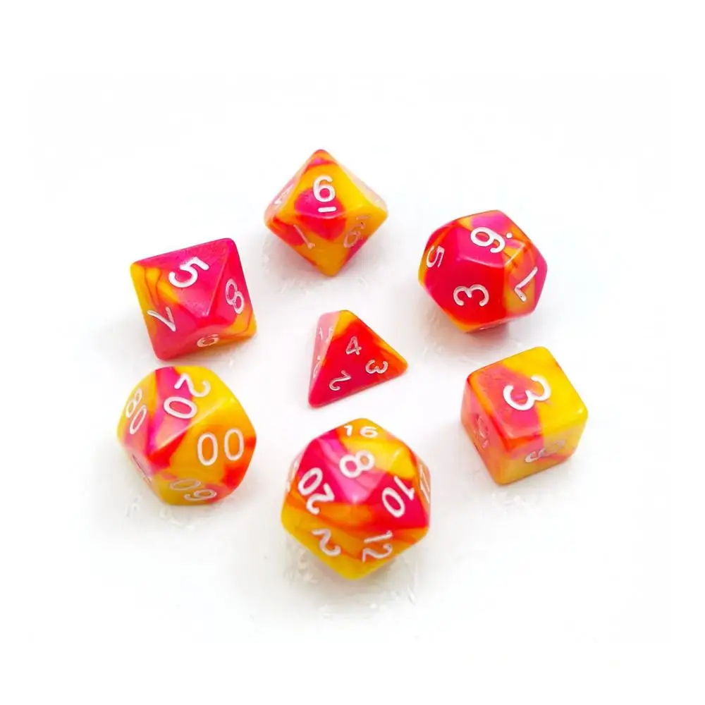 

Custom 7pcs/set resin acrylic polyhedral board game dice set, Colorful