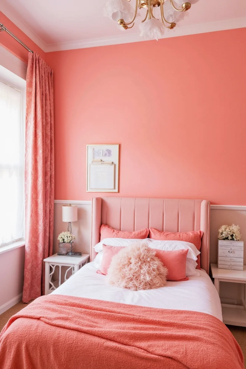 Coral nightstand and lamp combo
