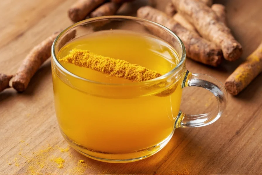 Turmeric tea ingredients including fresh turmeric root, black pepper, and coconut milk