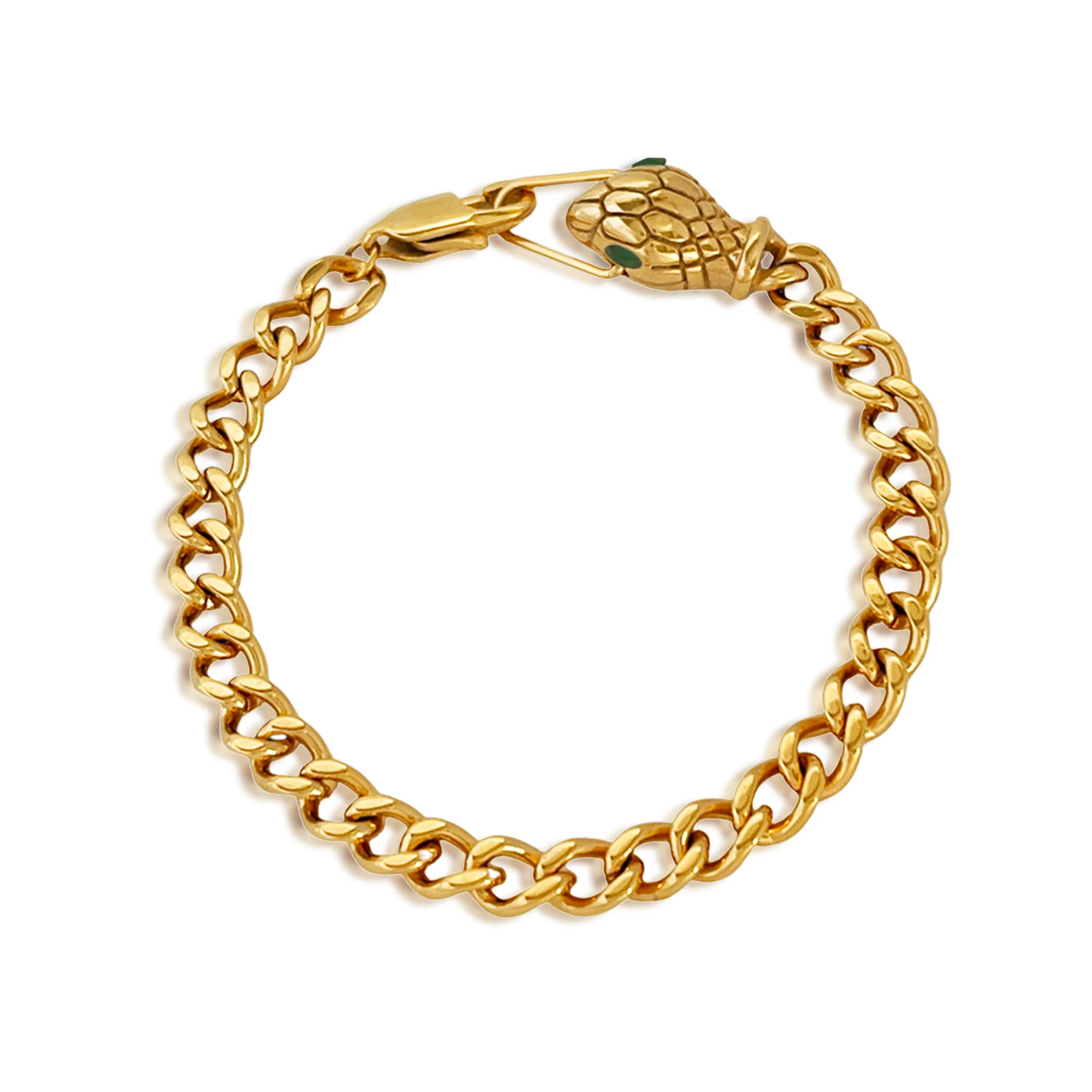 

Chris April fashion jewelry PVD gold plated 316L stainless steel snake charm cuban chain Bracelet