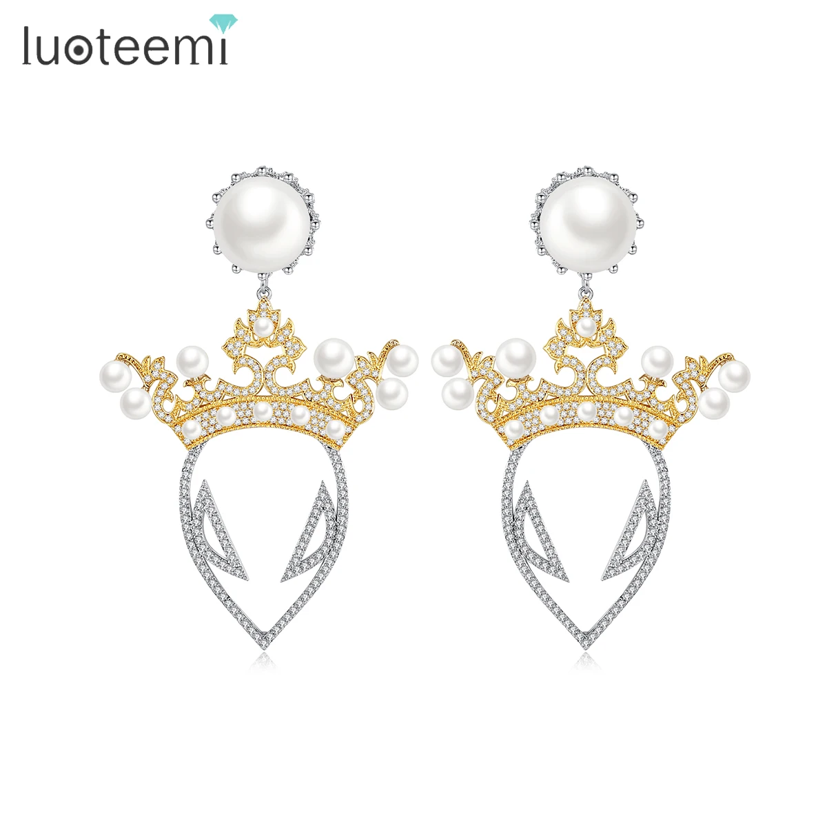 

LUOTEEMI Large Earring Quality Jewellery Drop Cubic Zirconia Statement Fashion Jewelry Trendy Skull Earings