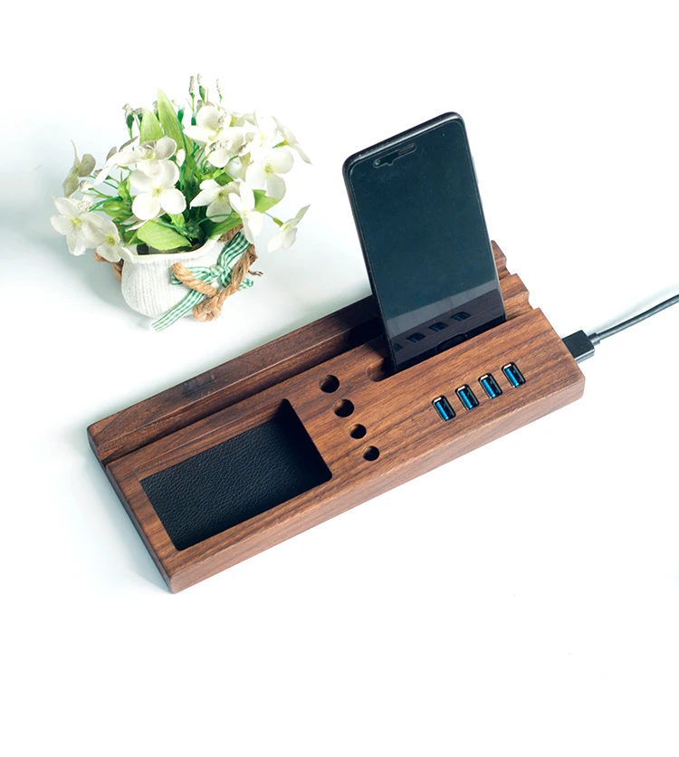 
Hot Selling Multifunctional Desktop Storage Office Wood Desk Organizer With USB For Home Office Use 