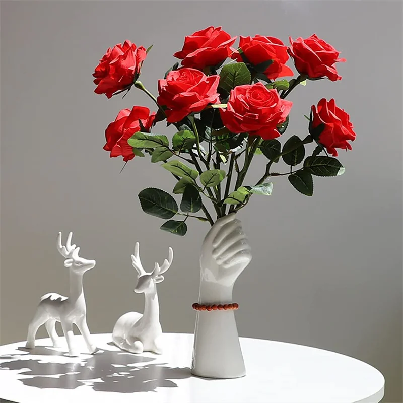 

Nordic Body Art White Ceramic Hand Vase Hydroponic Flower Arrangement Desktop Modern Home Decoration Ornaments