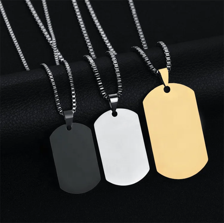 

hot sale manufacturer wholesale custom dog tags necklace stainless steel engravable oval metal military pendant necklace Jewelry, Gold,steel,black